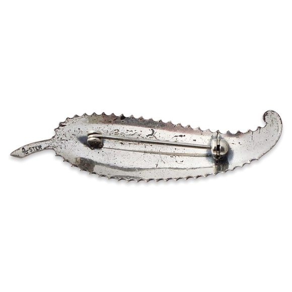 Vintage Beau Sterling Silver Leaf Brooch Intricate Milgrain Large Pin Beaucraft - Picture 3 of 5